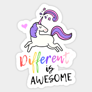 Different Is Awesome! Unicorn Design Sticker